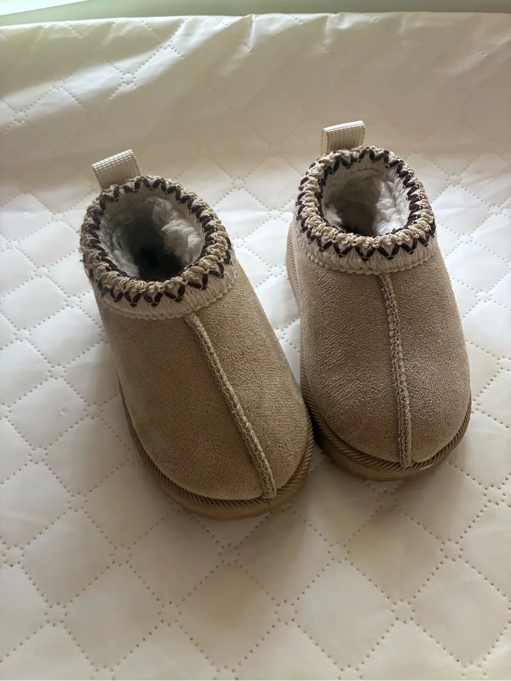 Kids Cozy Slip-On Booties in Beige